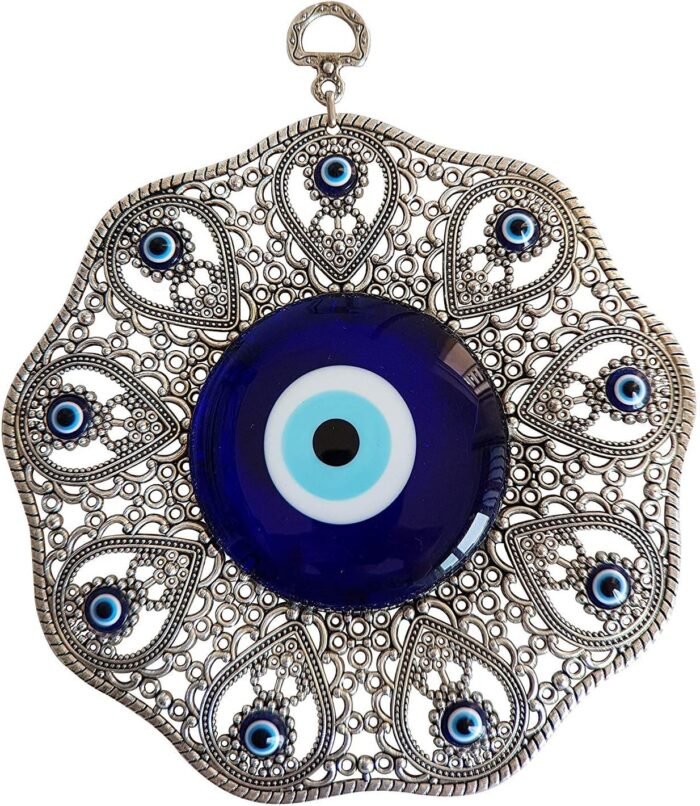 Turkish Glass Blue Evil Eye Wall Hanging Ornament - Metal Home Decor - Turkish A... - Image 2