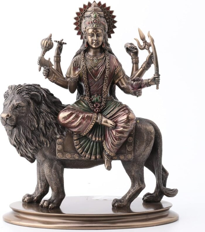 Veronese Design 10 3/8 Inch Divine Mother Durga Riding Lion Hindu Goddess Resin ... - Image 2