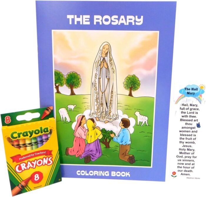 Westmon Works The Rosary Coloring Book with Crayons and Hail Mary Our Father Boo... - Image 2