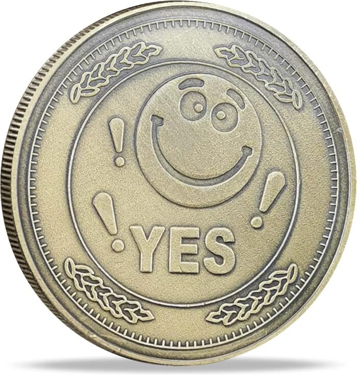 YES NO Flipping Challenge Coin, Decision Maker Divination Tool - Bronze - Image 2