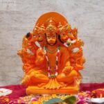 Zig Zag Lord Panchmukhi Hanuman ji Murti/Statue Orange Sankat Mochan Polyresin I... - Image 2