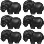SUNYIK Black Obsidian African Baby Elephant Pocket Statue Carved Stone Animal Fi... - Image 4