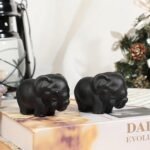 SUNYIK Black Obsidian African Baby Elephant Pocket Statue Carved Stone Animal Fi... - Image 5