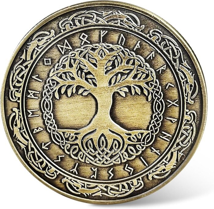 Viking Yggdrasil Coin - Viking Runes Tree of Life Coin - Norse Mythology Protect... - Image 4
