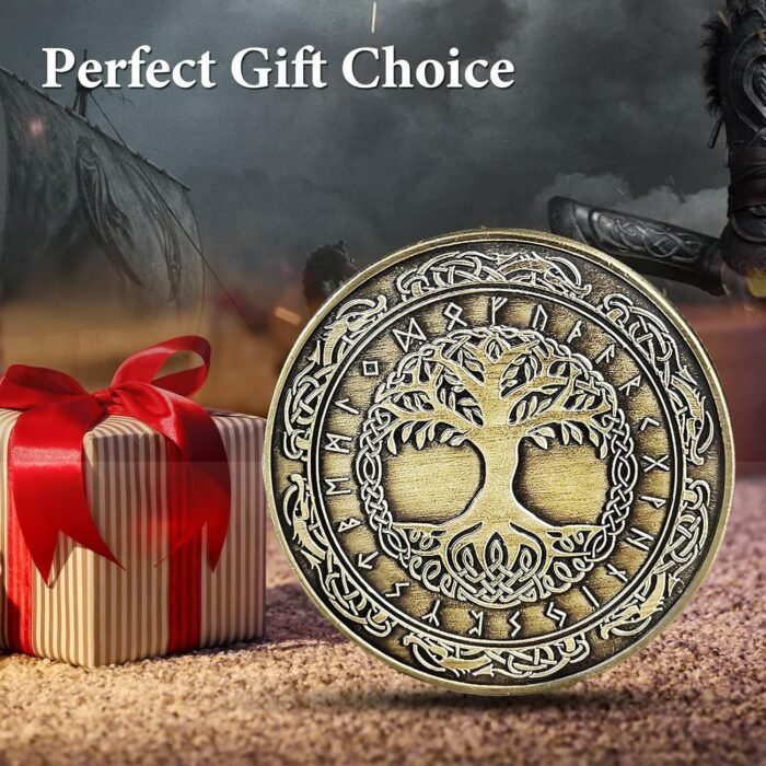 Viking Yggdrasil Coin - Viking Runes Tree of Life Coin - Norse Mythology Protect... - Image 7