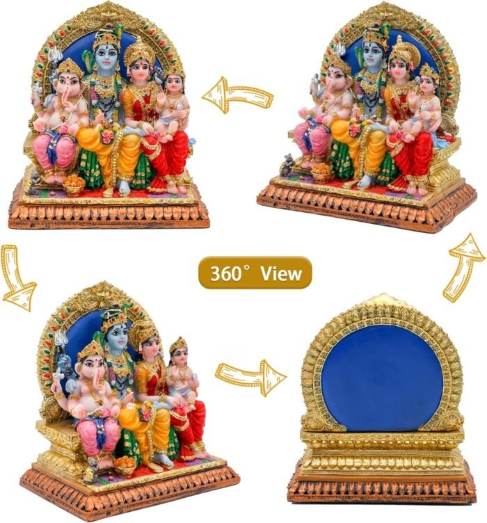 alikiki Full Shiva Family Statue - 5.1Inch Murti Shiva Family Diwali Gift Pooja ... - Image 3