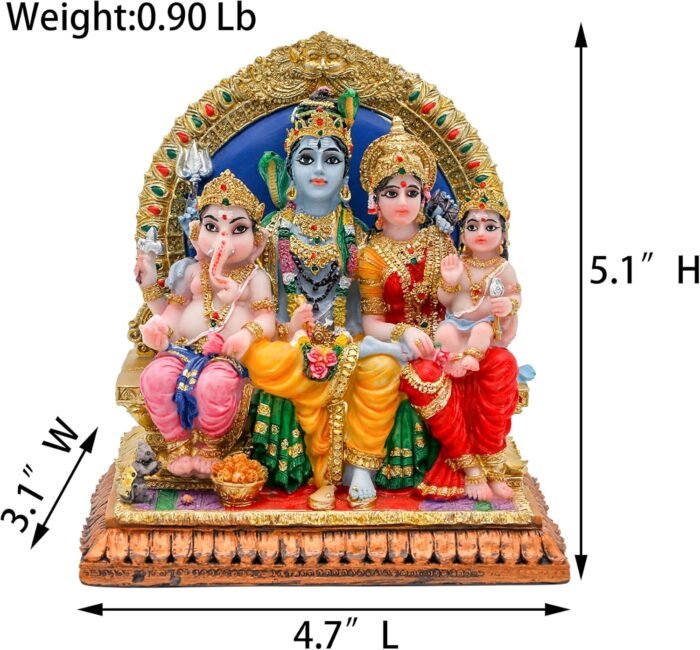 alikiki Full Shiva Family Statue - 5.1Inch Murti Shiva Family Diwali Gift Pooja ... - Image 7