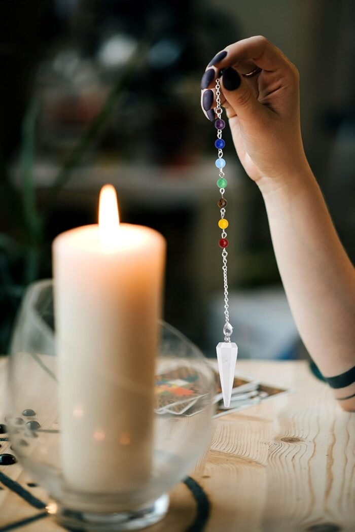 GEHECRST Natural Clear Quartz Crystal Pendulum for Divination Hexagonal Chakra H... - Image 3