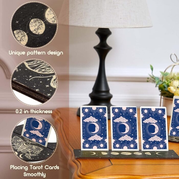 Queekay 6 Pieces Wooden Tarot Card Holder Stand Include Tarot Card Deck Holders ... - Image 4