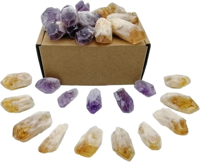 Amethyst and Citrine Raw Crystal Irregular Natural Real Rough Stone Small Gemsto... - Image 3