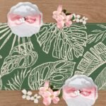 Spring Summer Tropical Plant Table Runner, Green Palm Leaves Monstera Kitchen Di... - Image 4