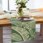 Spring Summer Tropical Plant Table Runner, Green Palm Leaves Monstera Kitchen Di... - Image 6