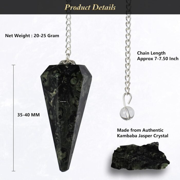 Kambaba Jasper Crystal Pendulum – Chakra Pendulum – Dowsing Pendulum for Divinat... - Image 3