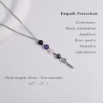 Empath Protection Healing Crystal Necklace Black Tourmaline Hematite Rose Quartz... - Image 5