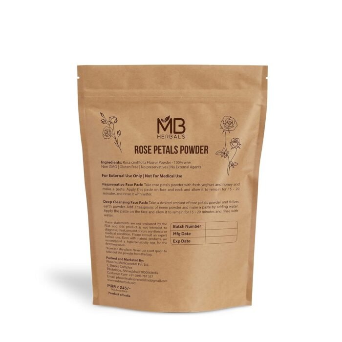 MB Herbals Rose Powder 100g (3.5oz) | For Face Packs & Facial Mask Formulations ... - Image 3