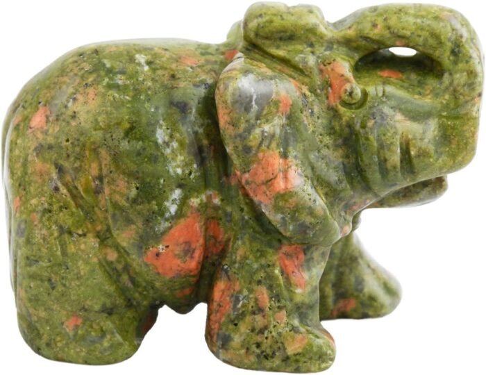 SUNYIK 1.5 Inch Unakite Elephant Figurine, Healing Stone Elephant with Trunk Up ... - Image 3