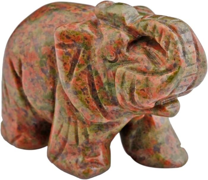 SUNYIK 1.5 Inch Unakite Elephant Figurine, Healing Stone Elephant with Trunk Up ... - Image 4