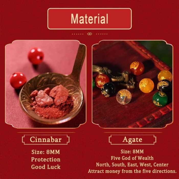 Red Chinese Feng Shui Wealth Bracelets Good Luck for Woman Protection,Cinnabar D... - Image 5