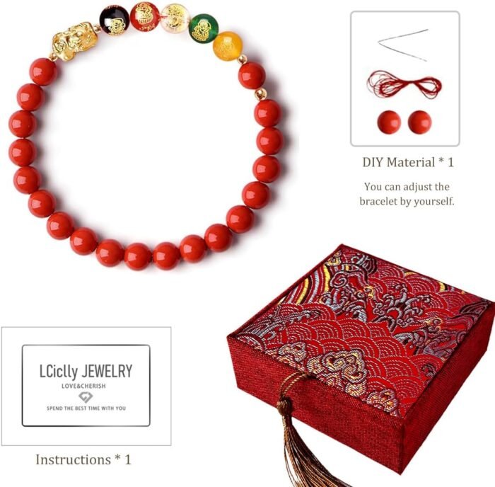 Red Chinese Feng Shui Wealth Bracelets Good Luck for Woman Protection,Cinnabar D... - Image 7