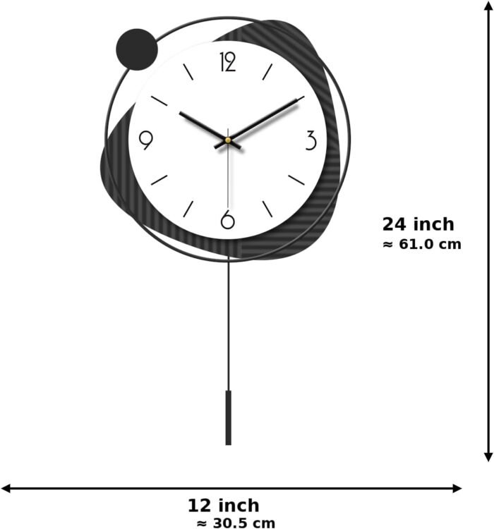 Modern Wall Clock with Swinging Pendulum, Silent Non-Ticking Battery Operated 12... - Image 3