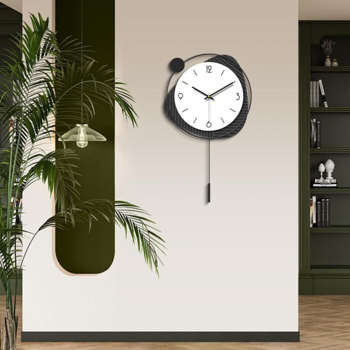 Modern Wall Clock with Swinging Pendulum, Silent Non-Ticking Battery Operated 12... - Image 9