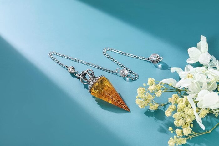 Jovivi Natural Citrine Crystal Pendulums for Divination Dowsing 6 Facted Crown H... - Image 4