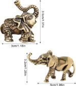 2pcs Chinese Feng Shui Brass Mascot, Mini Elephant Decor Statue Figurines for An... - Image 3