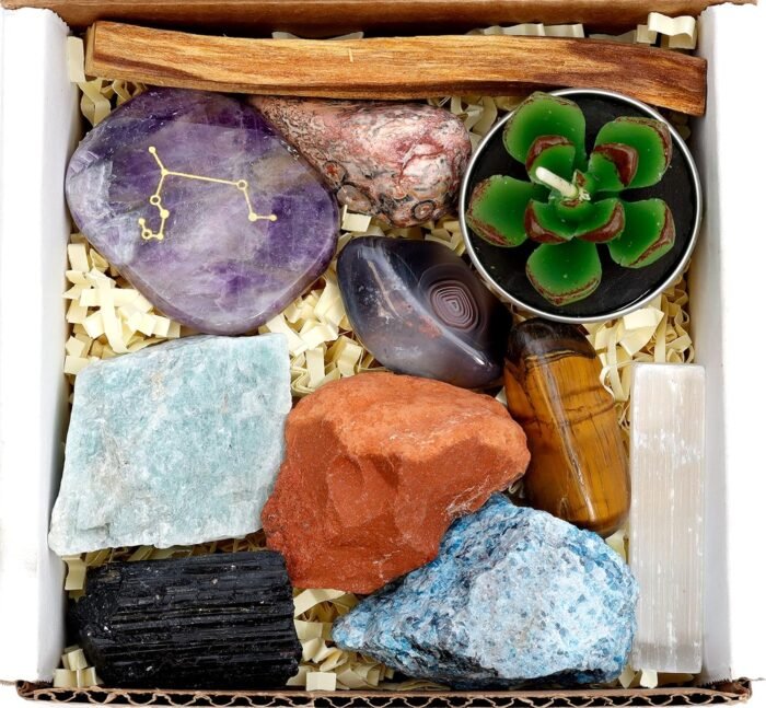 DANCING BEAR Leo Zodiac Healing Crystals Gift Set (14 Pc): 9 Stones, 18K Gold-Pl... - Image 3