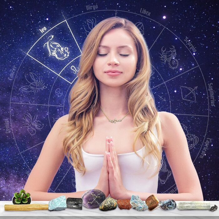 DANCING BEAR Leo Zodiac Healing Crystals Gift Set (14 Pc): 9 Stones, 18K Gold-Pl... - Image 4
