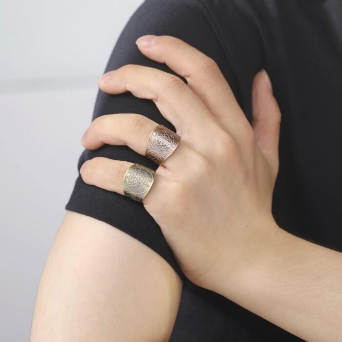 Amaxer Metatron’s Cube Ring for Men Stainless Steel Vintage Sacred Geometry Spir... - Image 4