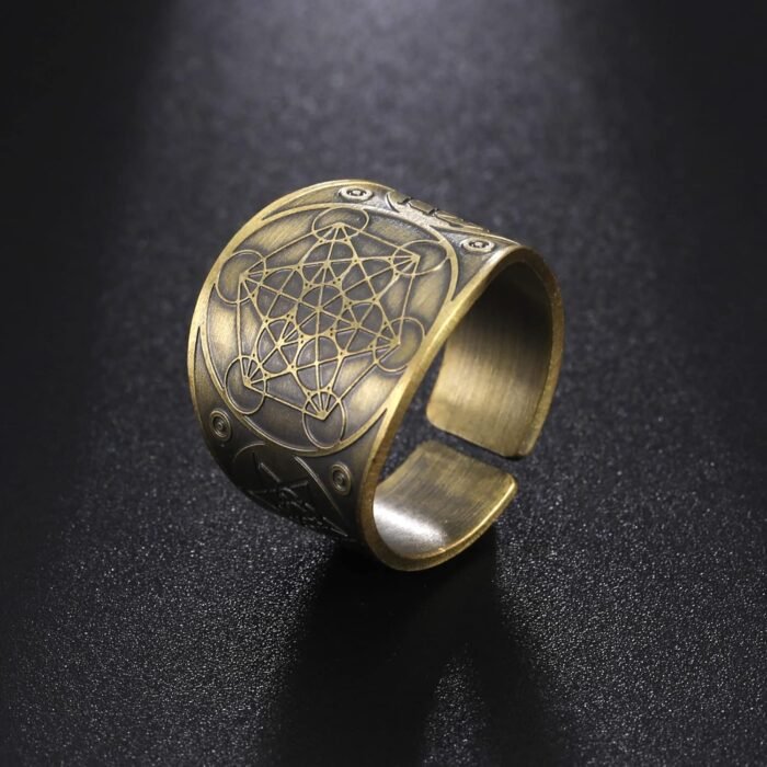 Amaxer Metatron’s Cube Ring for Men Stainless Steel Vintage Sacred Geometry Spir... - Image 6