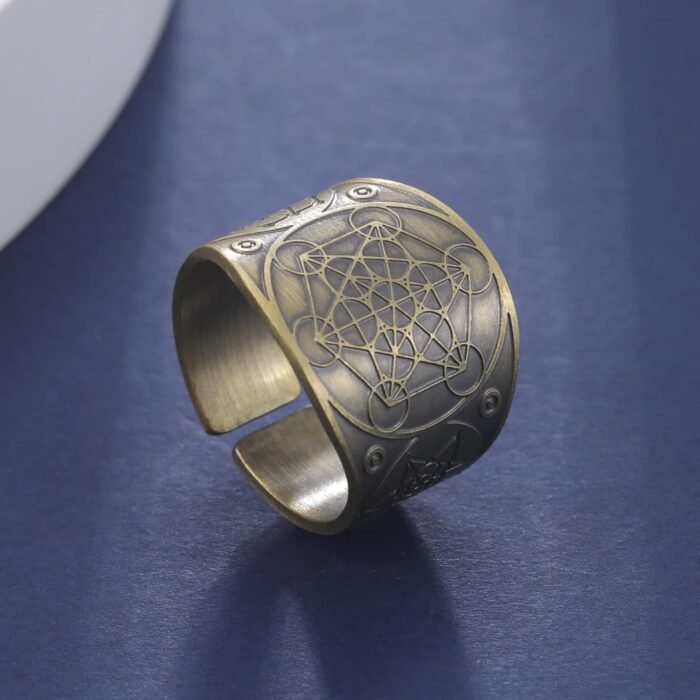 Amaxer Metatron’s Cube Ring for Men Stainless Steel Vintage Sacred Geometry Spir... - Image 7
