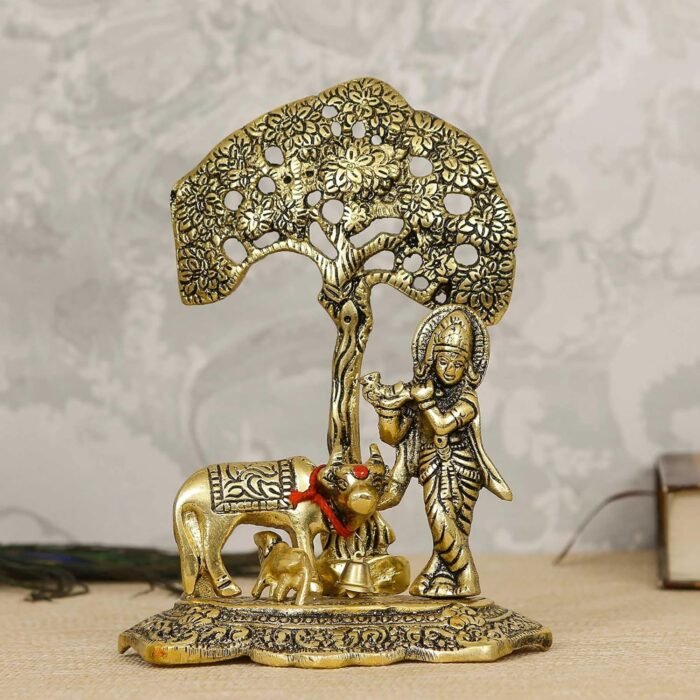 TIED RIBBONS Lord Krishna with Cow and Calf Idol for Pooja, Mandir, Office, Temp... - Image 3