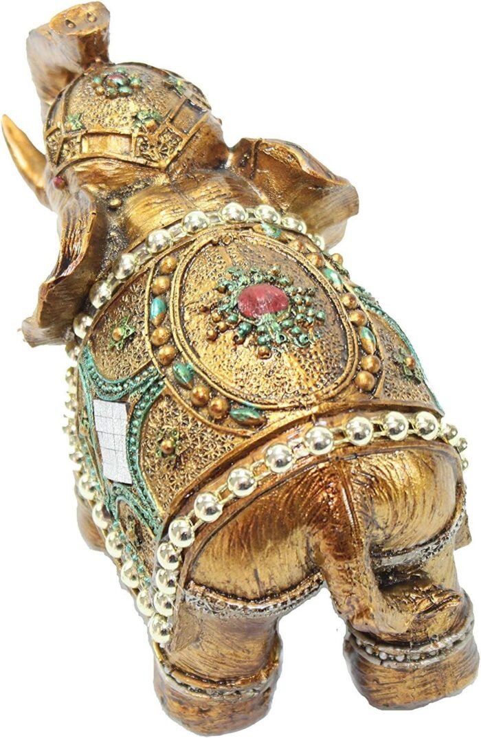 Feng Shui Brass Color 6" Elegant Thai Elephant Trunk Statue Wealth Lucky Figurin... - Image 3