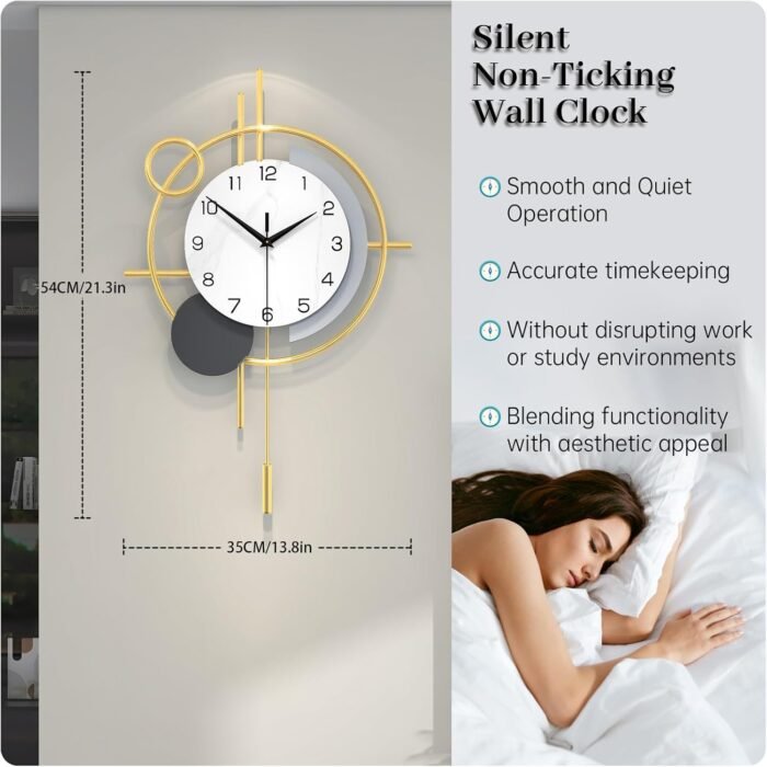 Wall Clock Decorative Large Modern Wall Clock Silent Non-Ticking Battery Operate... - Image 6