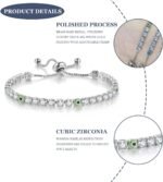 Silver Bracelets for Women, Dainty Evil Eye Bracelets Adjustable Lucky Amulet Ch... - Image 3