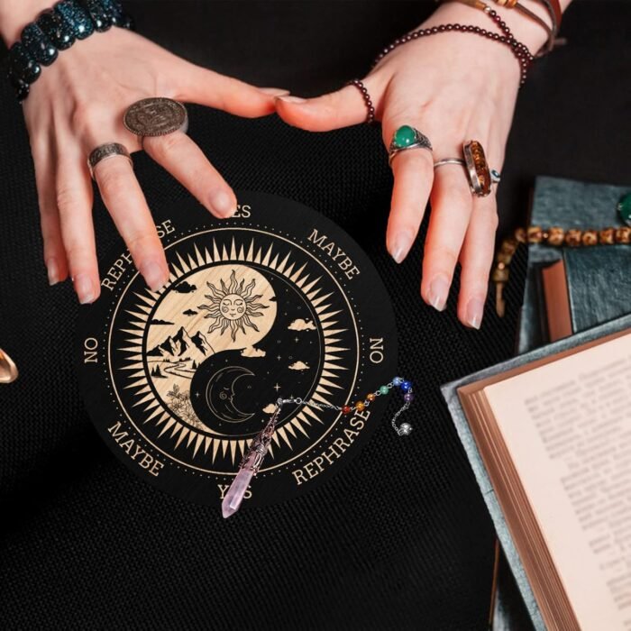 ORIGACH 7.9" Sun and Moon Pendulum Board Wooden Witchcraft Divination Board with... - Image 8