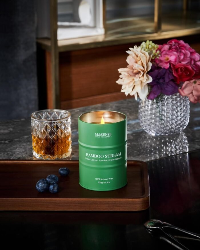 M&SENSE Bamboo Scented Candles Natural Non Toxic, Aromatherapy Candle for Stress... - Image 4