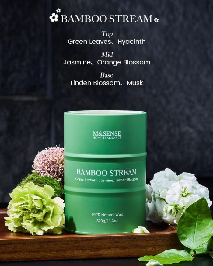 M&SENSE Bamboo Scented Candles Natural Non Toxic, Aromatherapy Candle for Stress... - Image 7