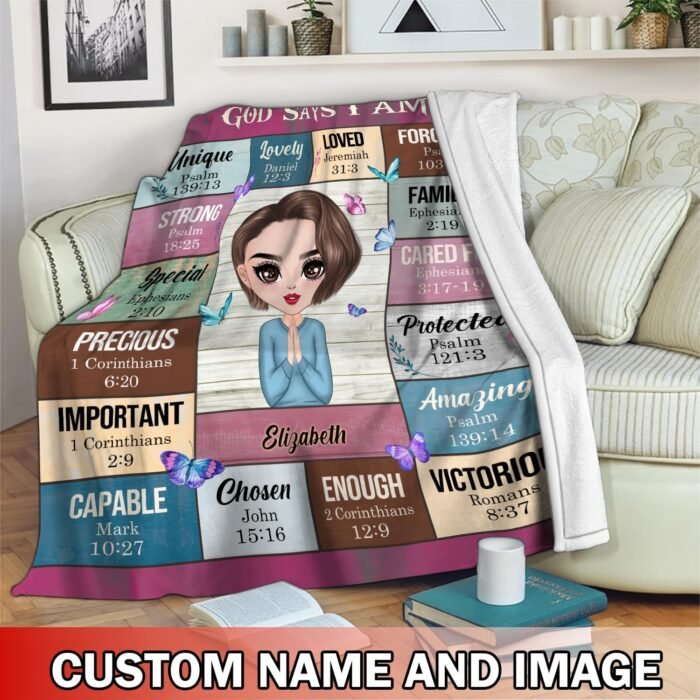God Says I Am Blanket, Personalized Christian Throw Blanket,Inspirational Jesus ... - Image 3