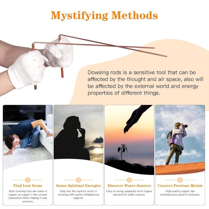 99.9% Pure Copper Dowsing Rods Kit- 2PCS 11.8 * 5.12 Inch Divining Rods+Gift Bag... - Image 6