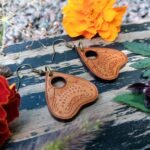 Spirit Board Planchette Dangle Earrings, Hypoallergenic Nickel Free Wooden Witch... - Image 9