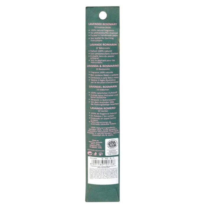 Maroma Eda Incense, Lavender Rosemary, 10 Count - Image 4