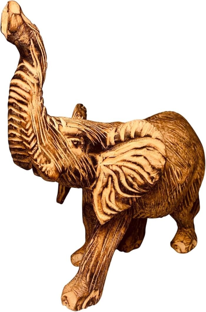 Wooden Hand-Carved African Elephant Figurine Sculpture from Kenya, 12”x 8” x 4”,... - Image 4