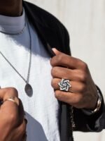 Star of David Ring for Men Women, 18K Gold/Black Stainless Steel Vintage CZ Sign... - Image 3