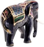 NOVICA Artisan Handmade Goldaccented Wood Sculpture Raintree Elephant Multicolor... - Image 5