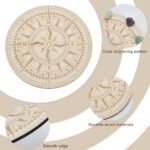 BEUNITONE Wood Compass Crystal Grid 9.8'' Wooden Crystal Grid Board Round Sacred... - Image 4