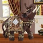 Lucky Feng Shui Wood Grain Elephant Statue Sculpture Wealth Figurine Gift Home D... - Image 3