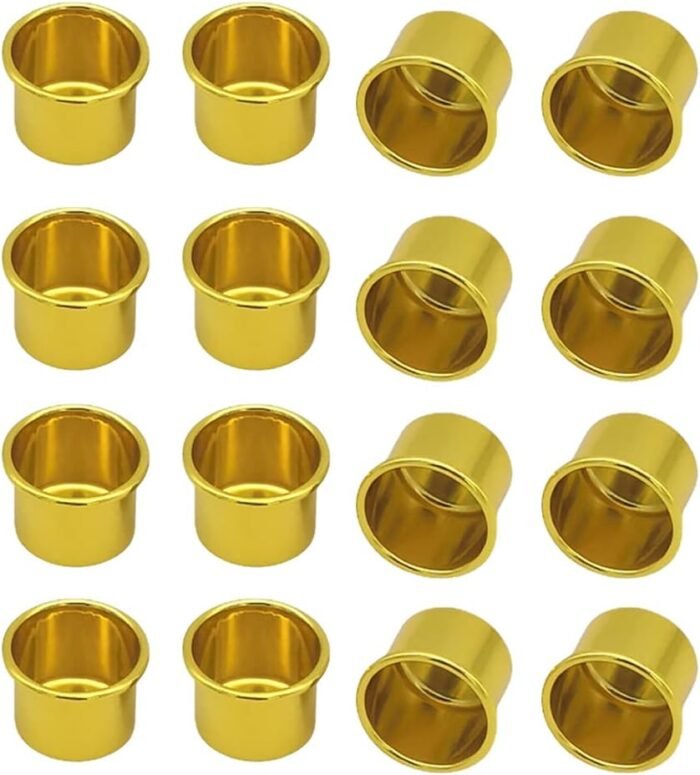 20 Pcs Golden Metal Candle Cups Holders Candlestick Liners Inserts Aluminum Teal... - Image 2