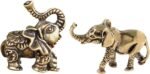 2pcs Chinese Feng Shui Brass Mascot, Mini Elephant Decor Statue Figurines for An... - Image 2